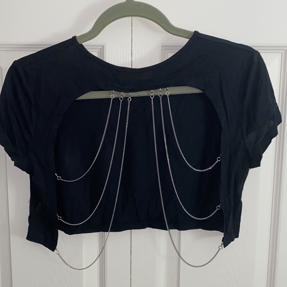 Black Back-Chained Crop Top